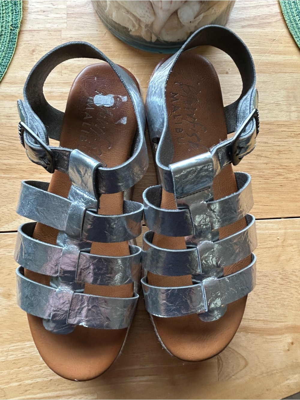 Blowfish Metallic Silver Multi-Strap Espadrille Sandals